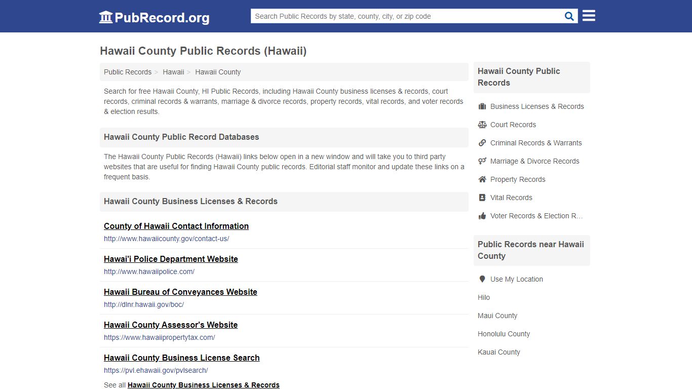 Free Hawaii County Public Records (Hawaii Public Records)