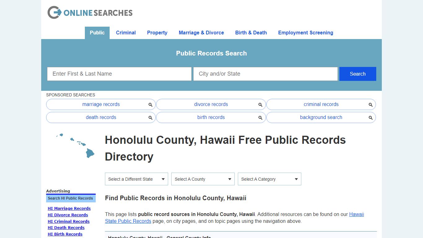 Honolulu County, Hawaii Free Public Records Directory
